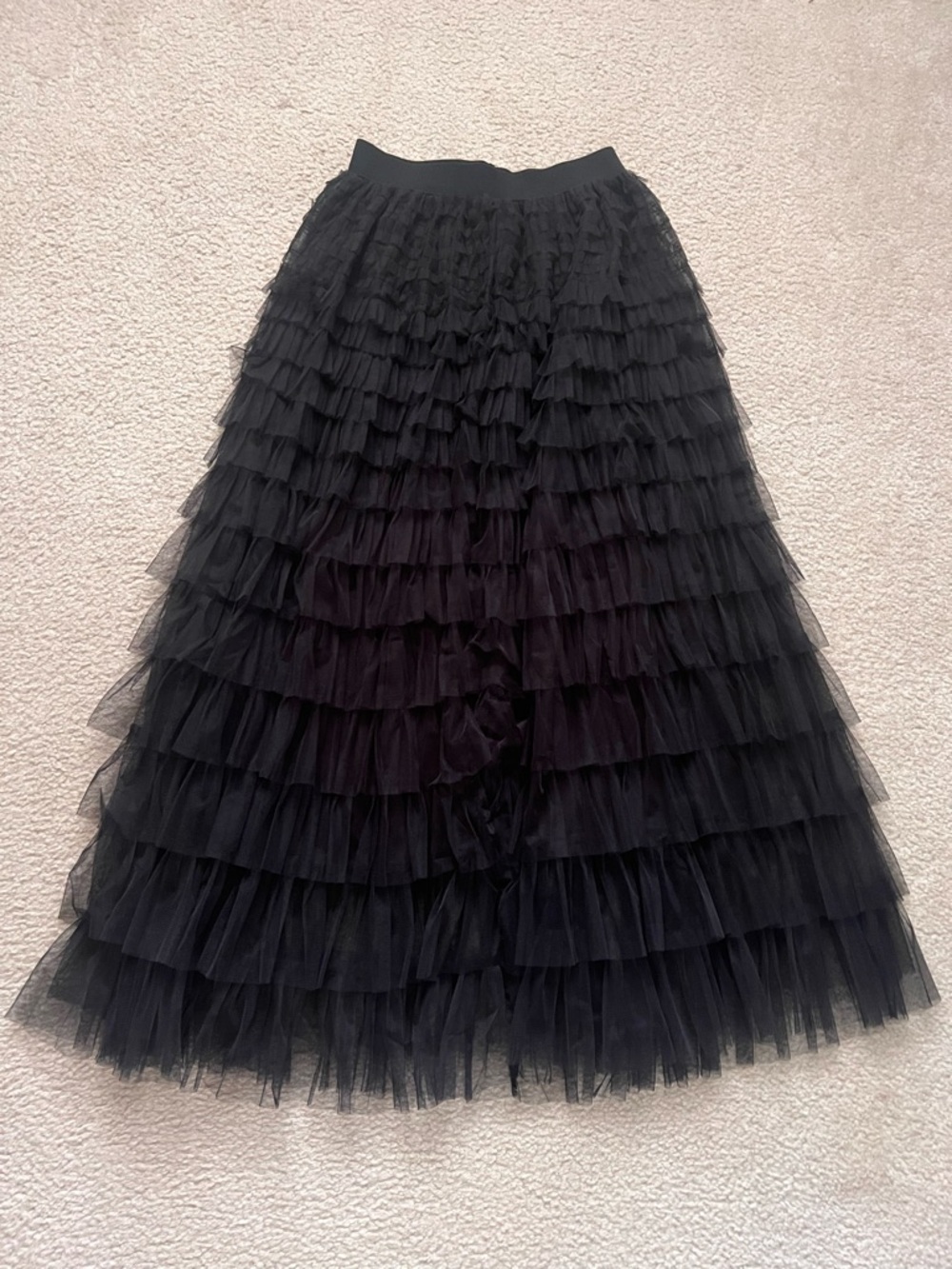 Black Tiered Tulle Maxi Skirt - Classic Women's Skirt